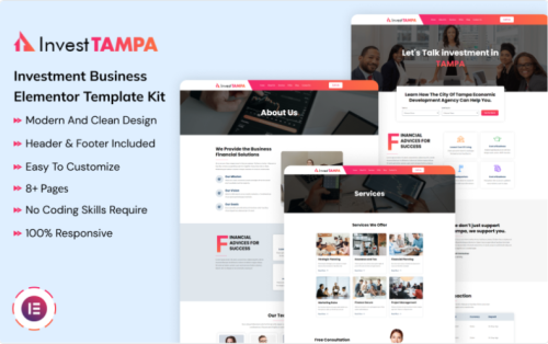 Invest Tampa - Investment Business Elementor Template Kit Elementor Kit