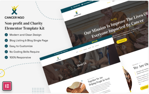 Cancer NGO - Non-profit and Charity Elementor Template Kit Elementor Kit