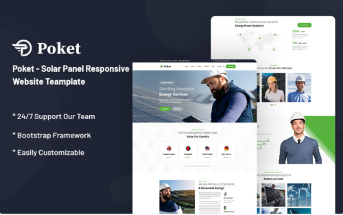 Poket – Solar Panel Responsive Website Template