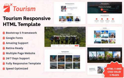 Tourism Responsive HTML Template Website Template