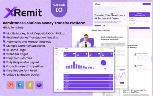 XRemit - Remittance Solutions Money Transfer HTML Template Website Template