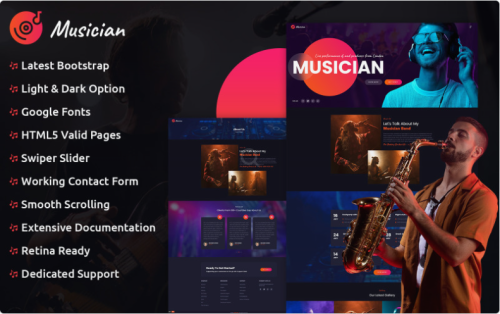 Musician - Responsive HTML Template Website Template