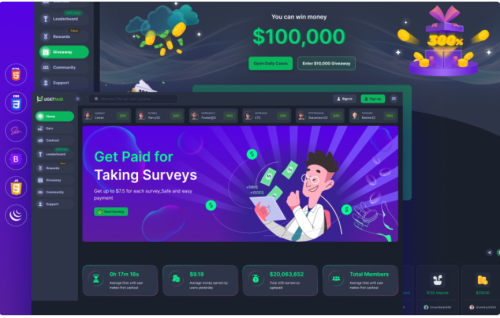 Ugetpaid - Online Survey For Get Paid Website HTML Template Website Template