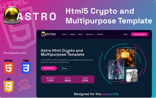 ASTRO Html Crypto NFT and Multipurpose Website Template