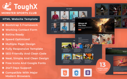 ToughX - Monster Sports Club HTML Website Template