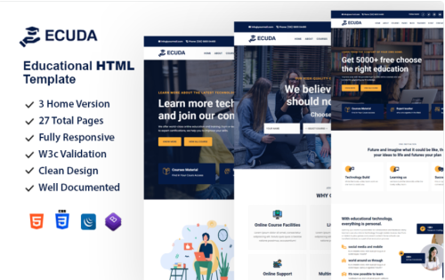 Ecuda - Education & Online Courses HTML Template Website Template