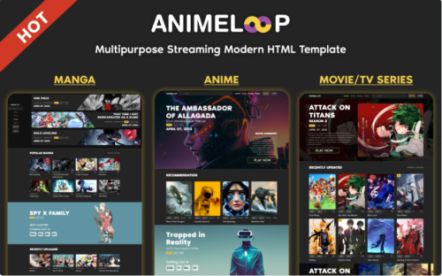 Anime Loop – Anime Manga & Movies Streaming HTML Website Template