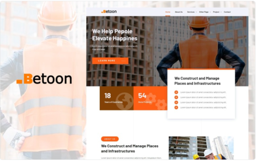 Betoon - Multipurpose Construction Bootstrap Html Template Website Template