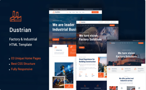 Dustrian - Industrial & Factory HTML Template. Website Template