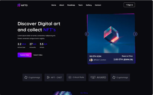 Nifto - NFT Creator HTML Template Website Template