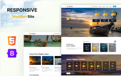 Aircast - Weather Forecast and News HTML5 Website Template