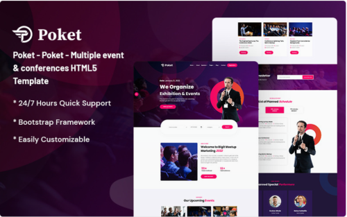 Poket – Multiple Event & Conference Responsive Website Template