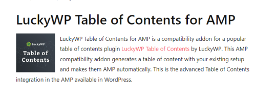 LuckyWP Table of Contents for AMP