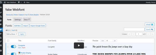 Yabe Webfonts Wordpress plugin