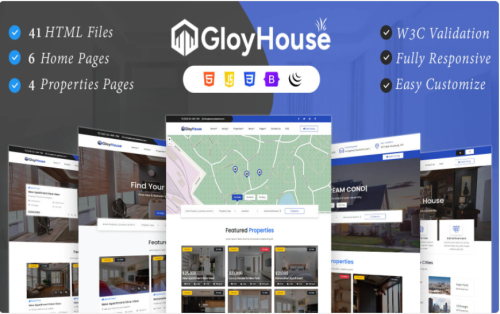 GloryHouse - Property & Real Estate HTML Template Website Template