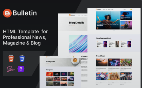 Bulletin - News Magazine Blog HTML Template Website Template