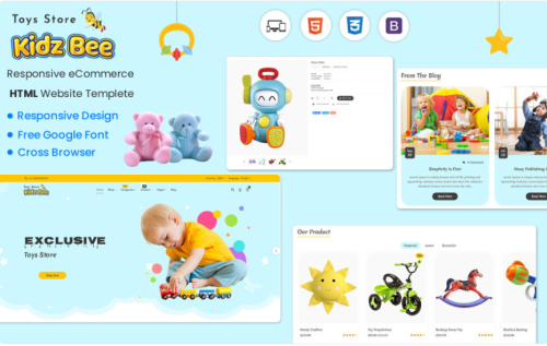 KidsBee Web - Get Playful with our Fun and Colorful HTML Web Template for Kids Toys! Website Template