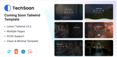 Techsoon - Tailwind Coming Soon HTML Template
