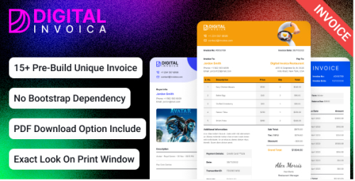 Digital Invoica - Invoice HTML Template for Ready to Print