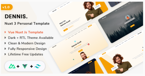 Dennis - Vue Nuxt.js Personal & Minimal Portfolio Template