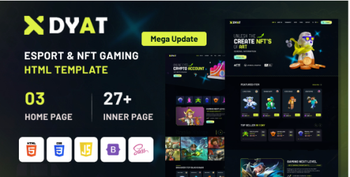 DYAT - eSports and Gaming NFT HTML Template Multipurpose
