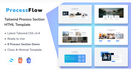 ProcessFlow – Tailwind CSS Process HTML Template