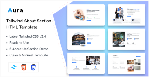 Aura – Tailwind CSS About Us HTML Template
