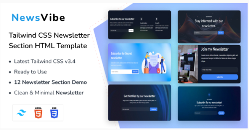 NewsVibe - Newsletter Section Tailwind CSS 3 HTML Template