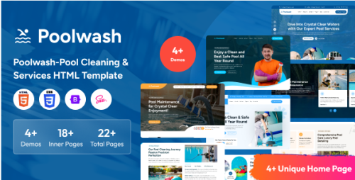 Poolwash - Pool Cleaning & Services HTML Template