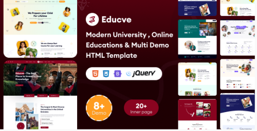 Educve-University, Online Courses & Multi Demo Education HTML Template