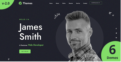Thames - One Page Personal Portfolio Vue NuxtJS Template