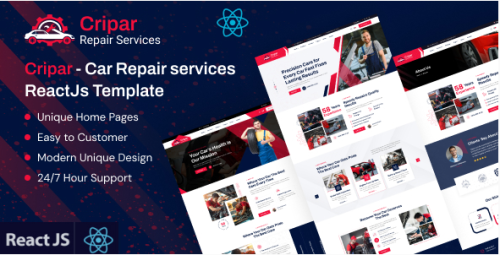 Cripar – Car Repair Services ReactJs Template