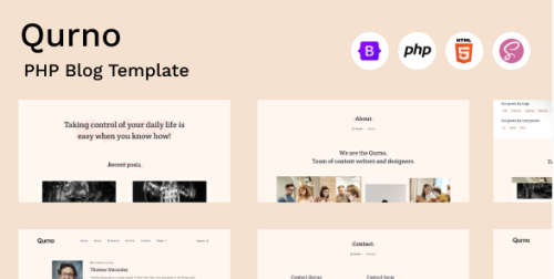 Qurno – Minimal PHP Blog Landing Page Template