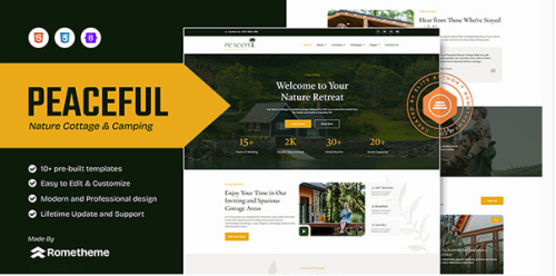 Peaceful - Nature Cottage & Camping HTML Template