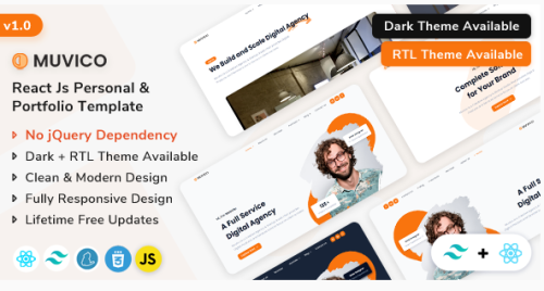 Muvico - React Js Personal & Minimal Portfolio Template