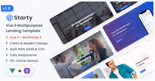 Starty - Vue Multipurpose Landing Template