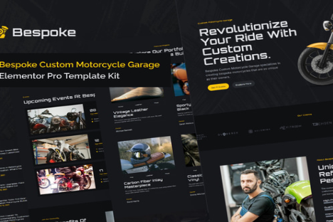Bespoke - Custom Motorcycle Garage Elementor Pro Template Kit 1.0