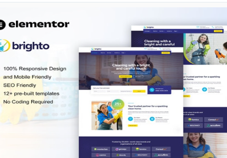 Brighto - Cleaning Service Company Elementor Pro Template Kit 1.0