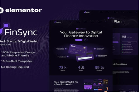 FinSync - Fintech Startup & Digital Wallet Elementor Template Kit 1.0