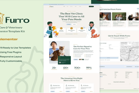 Furro - Pet Care & Veterinary Elementor Template Kit 1.0