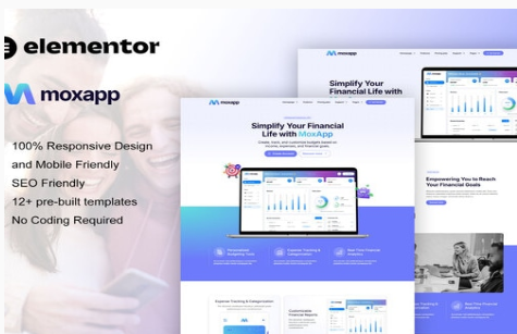 MoxApp - Mobile App & Fintech Startup Elementor Pro Template Kit 1.0