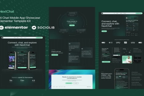 NextChat - AI Chat Mobile App Showcase Elementor Template Kit 1.0