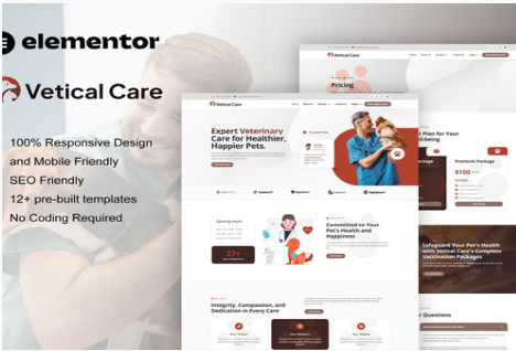 VeticalCare - Veterinary & Pet Care Elementor Pro Template Kit 1.0