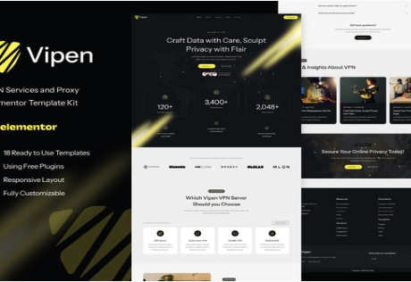 Vipen - VPN Services & Proxy Elementor Template Kit 1.0