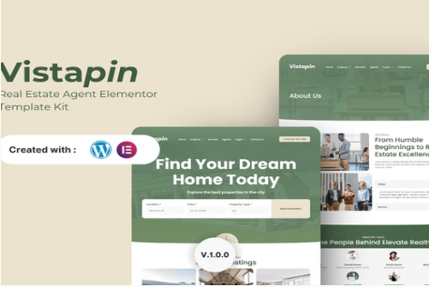 Vistapin - Real Estate Agent Elementor Template Kit 1.0