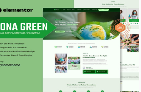 Zona Green - NGOs Environmental Protection Elementor Template Kit 1.0