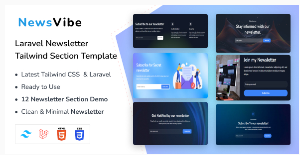 NewsVibe - Laravel Newsletter Section Tailwind Template