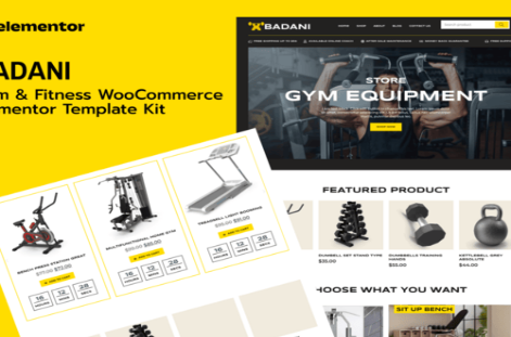 Badani - Gym Fitness Equipment Shop & Store WooCommerce Elementor Pro Template Kit 1.0