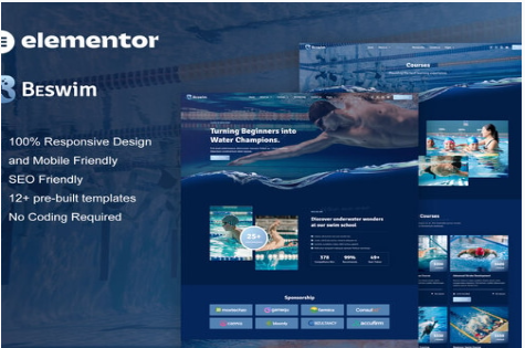 Beswim - Swimming Courses & Training Elementor Pro Template Kit 1.0