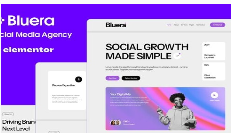 Bluera - Social Media Agency Elementor Template Kit 1.0